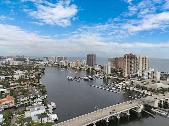 property view of water with a boat dock