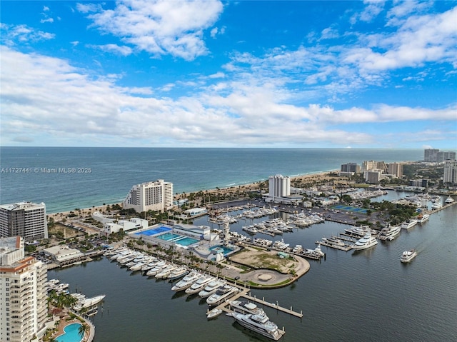 bird's eye view featuring a water view