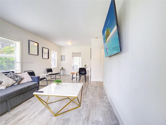 living room with light wood-type flooring