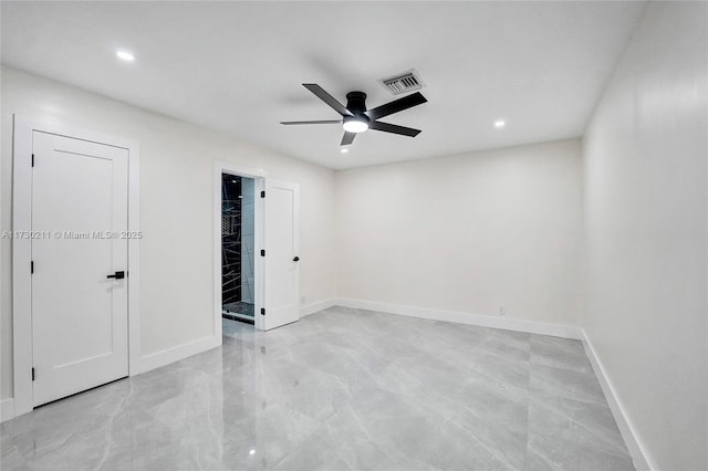 unfurnished bedroom with ceiling fan