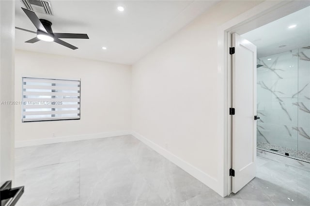 spare room featuring ceiling fan