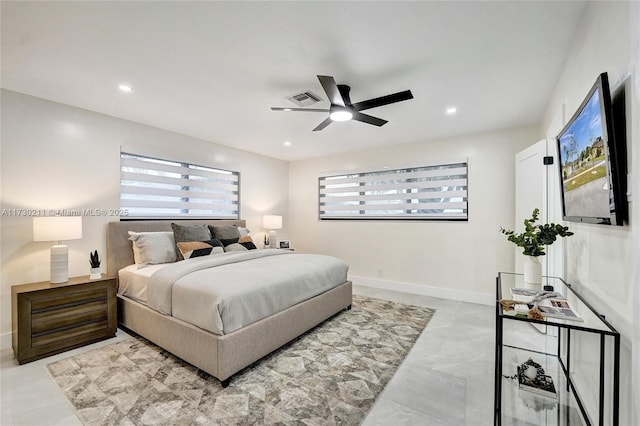 bedroom featuring ceiling fan