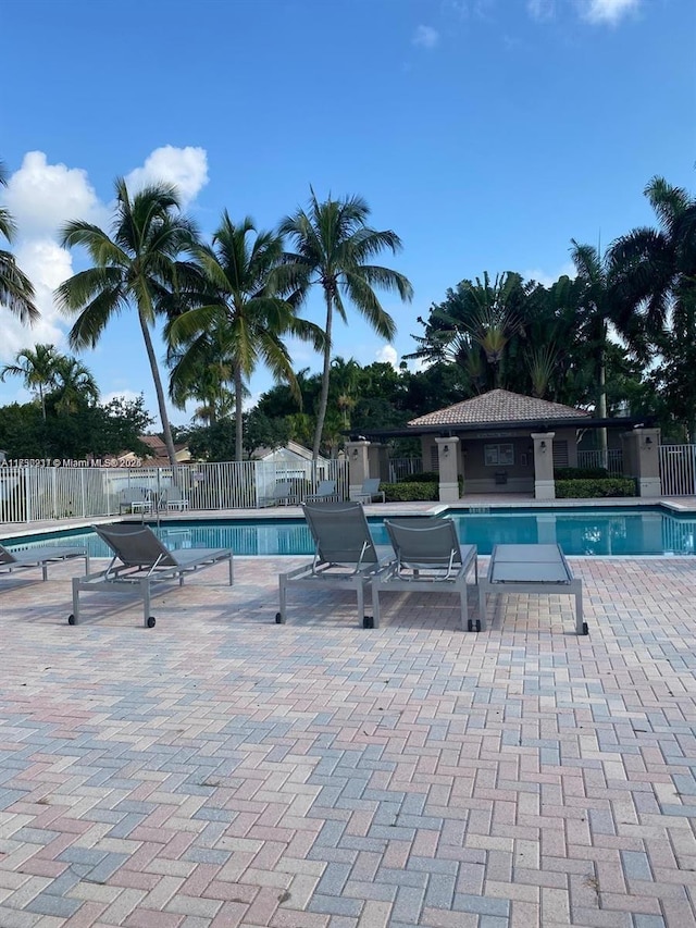 view of pool featuring a patio