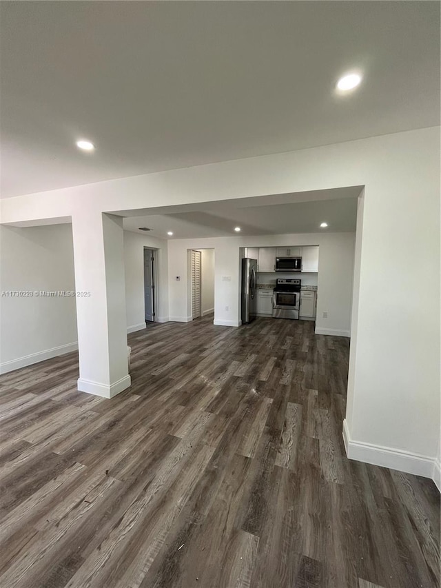 unfurnished living room featuring dark hardwood / wood-style floors