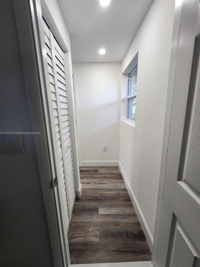 hall featuring dark hardwood / wood-style flooring