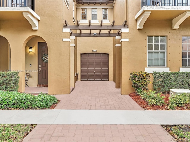 entrance to property with a garage