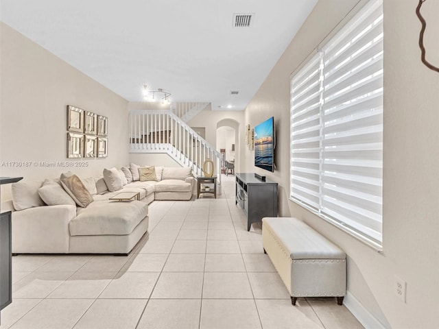 view of tiled living room