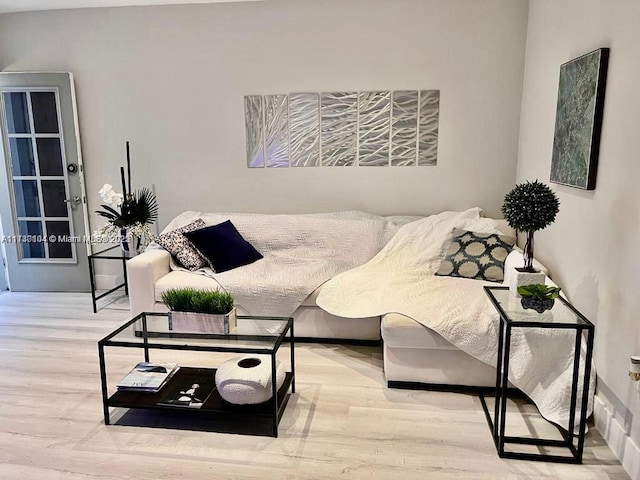 living room with light hardwood / wood-style floors