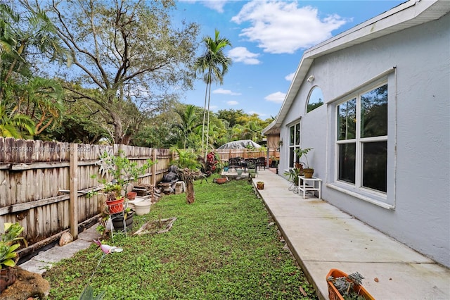 view of yard with a patio area