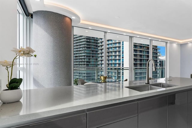 kitchen featuring sink and expansive windows