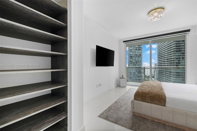 bedroom with tile patterned floors