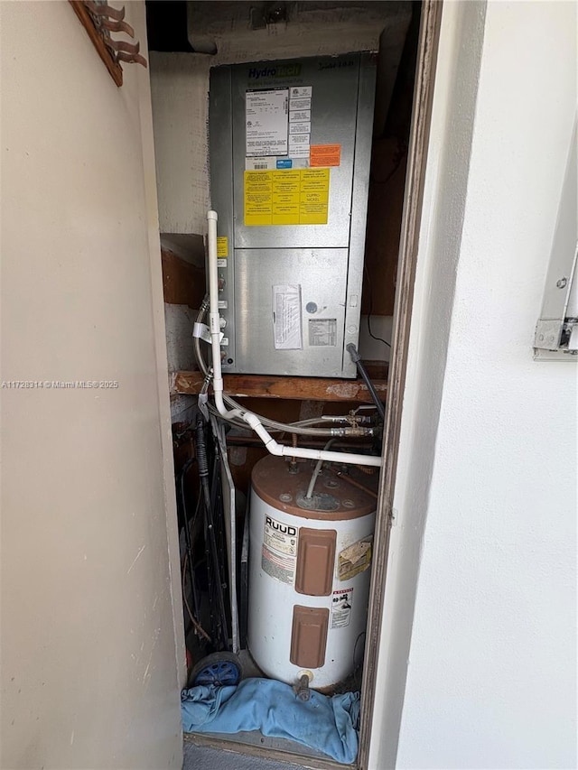 utility room with electric water heater