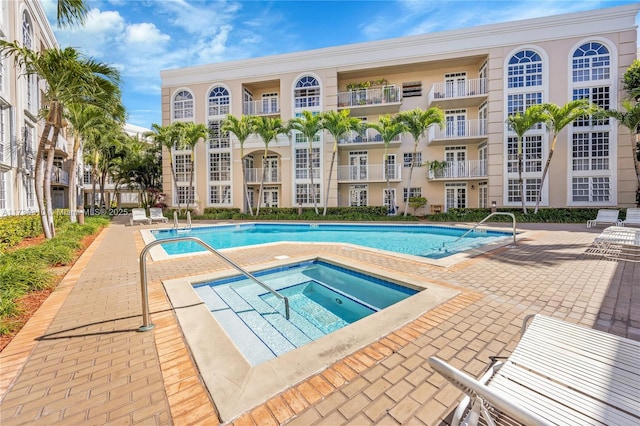 pool with a hot tub