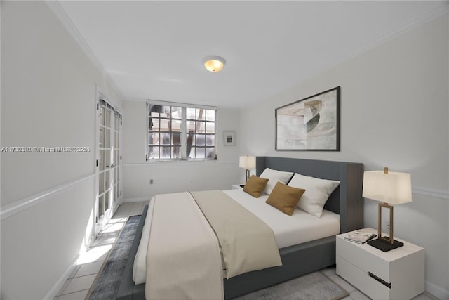 bedroom with crown molding