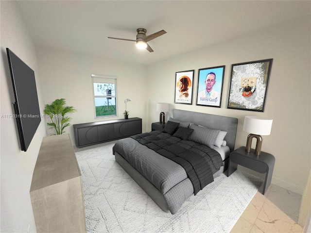 bedroom featuring ceiling fan