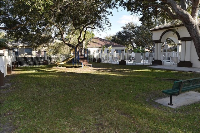 view of yard featuring a playground