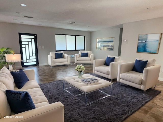 view of tiled living room