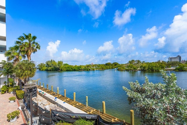 view of dock featuring a water view