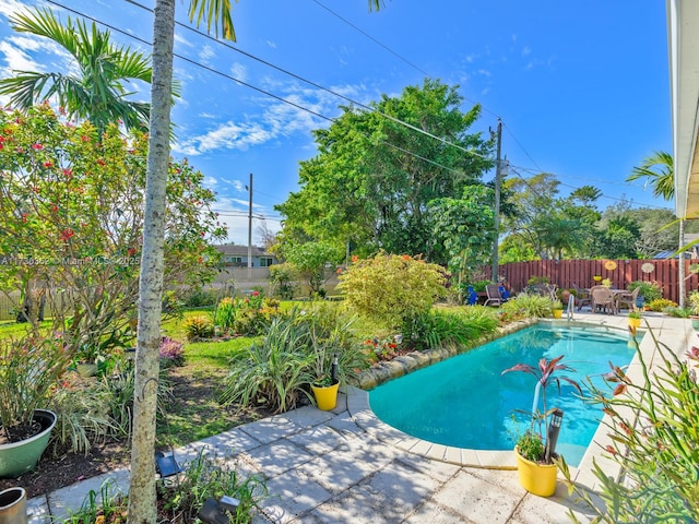 view of swimming pool featuring a patio