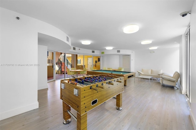 playroom featuring light hardwood / wood-style floors