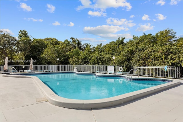 view of swimming pool featuring a patio