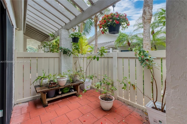 view of patio / terrace featuring a pergola