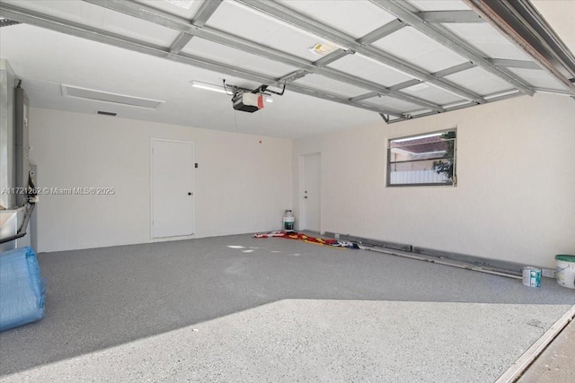 garage with a garage door opener