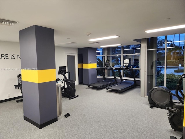 gym with carpet