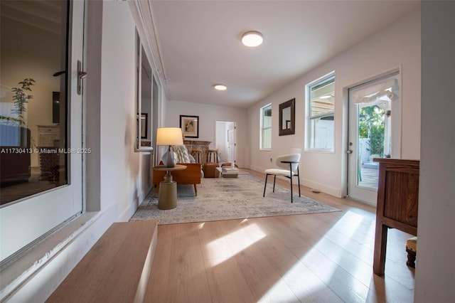 living area featuring light wood-type flooring