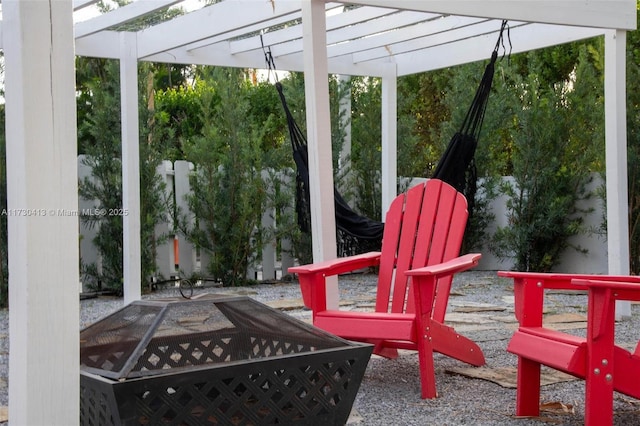 view of patio featuring a pergola