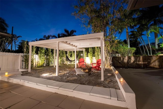 view of patio at twilight