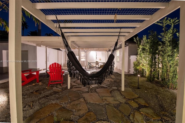 view of patio featuring a pergola