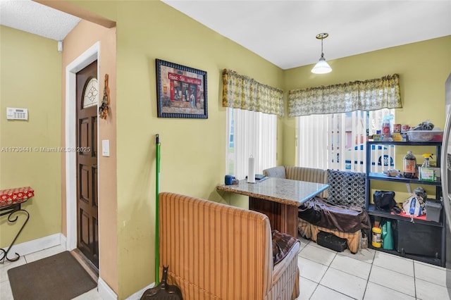 bathroom with tile patterned floors