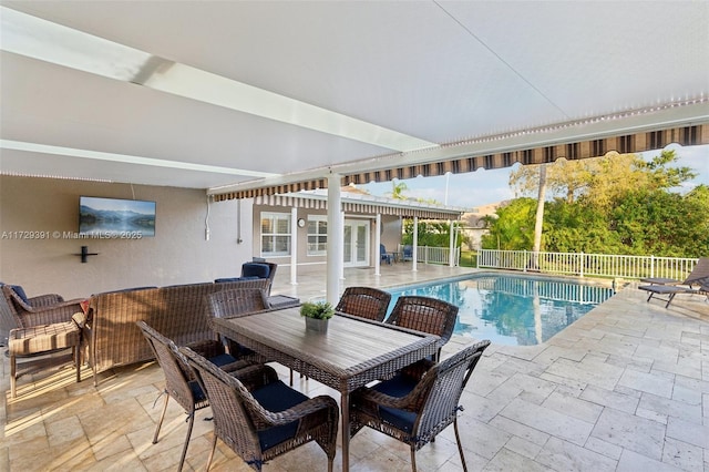 view of swimming pool featuring a patio