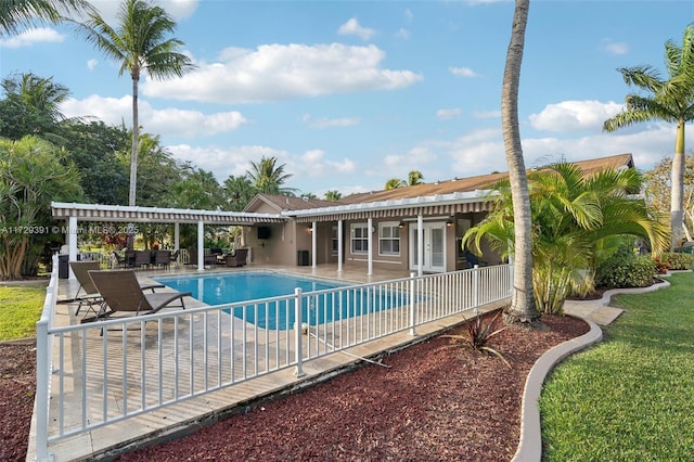 view of swimming pool with a patio