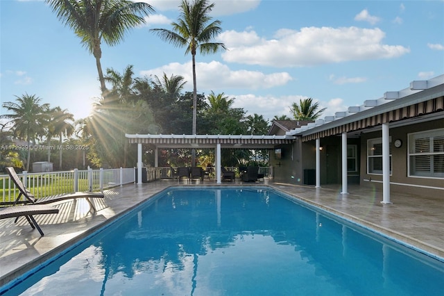 view of swimming pool featuring a patio