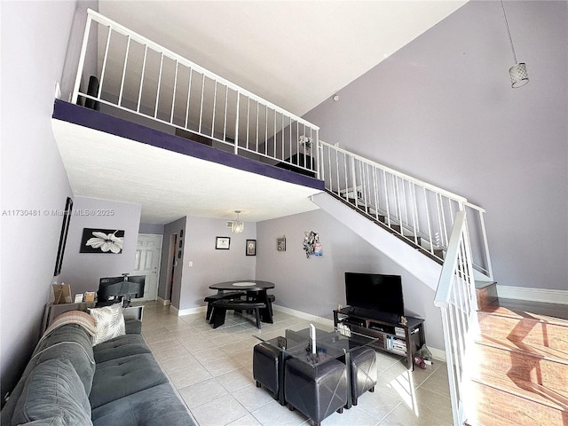 view of tiled living room