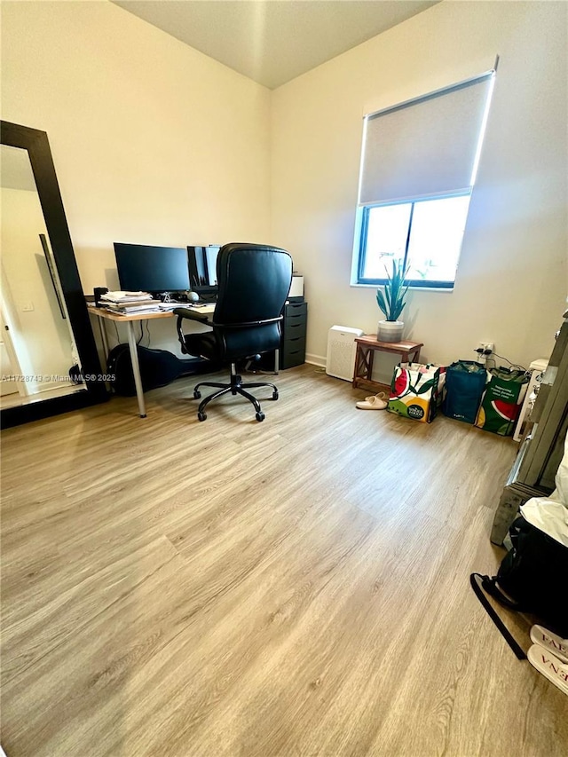 office space featuring light wood-type flooring