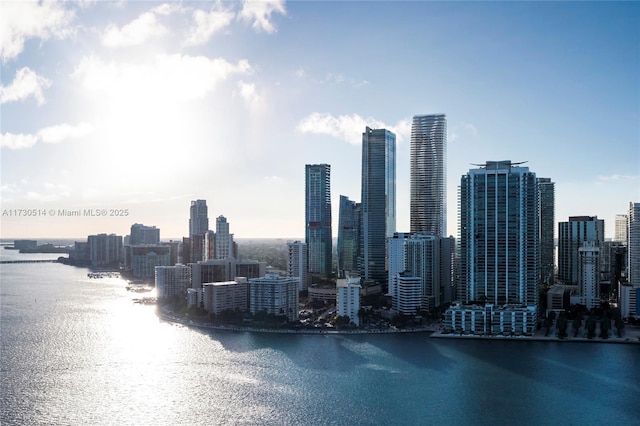 property's view of city with a water view