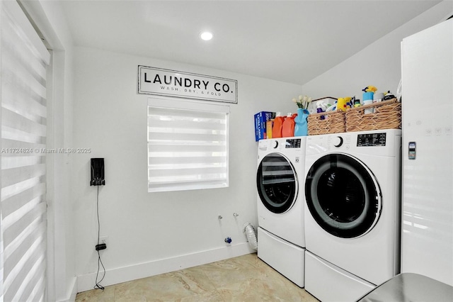 laundry area featuring washer and dryer