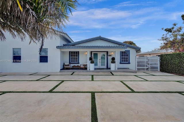 view of front of home with french doors