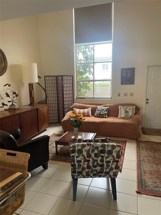 view of tiled living room