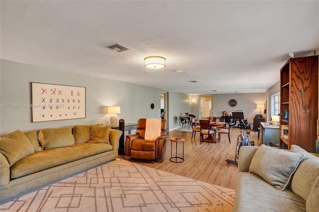 living room featuring light hardwood / wood-style floors