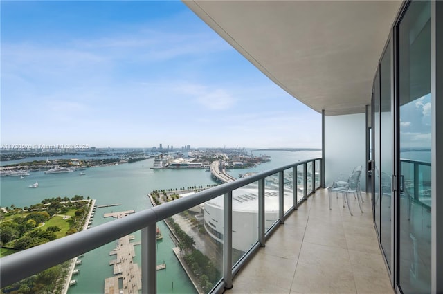 balcony with a water view