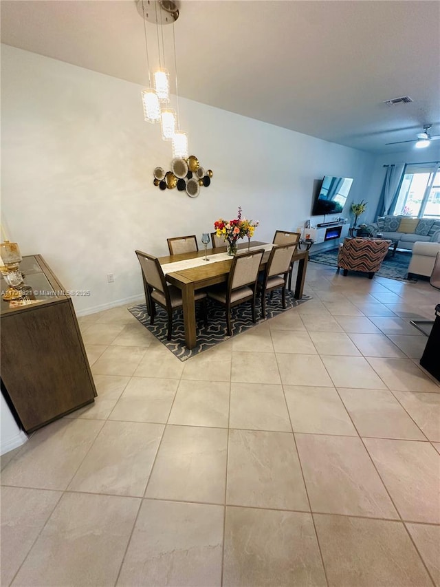 view of tiled dining room