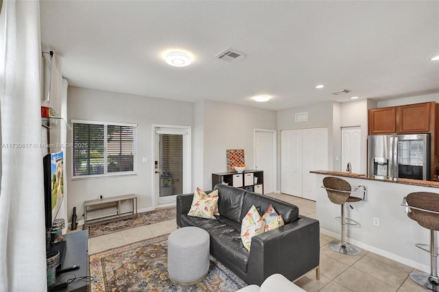 view of tiled living room