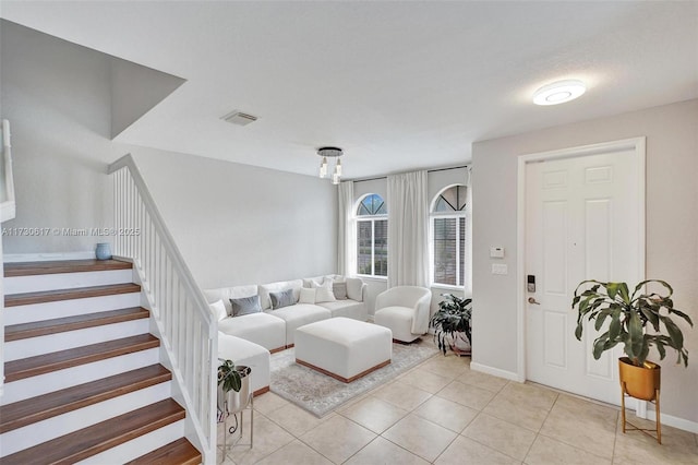 view of tiled living room