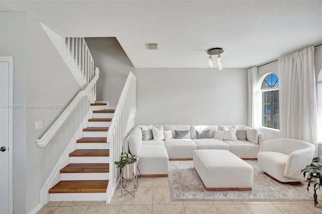 view of tiled living room