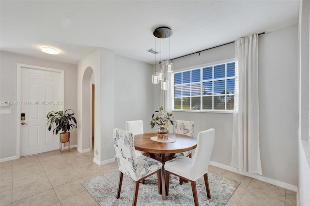 view of tiled dining room