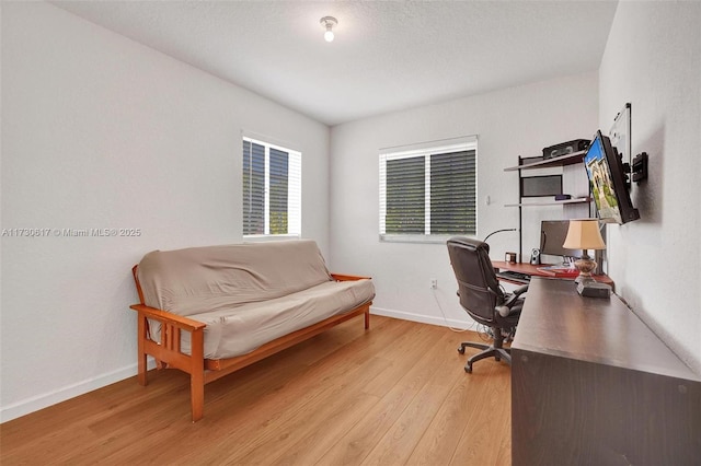 home office featuring light wood-type flooring